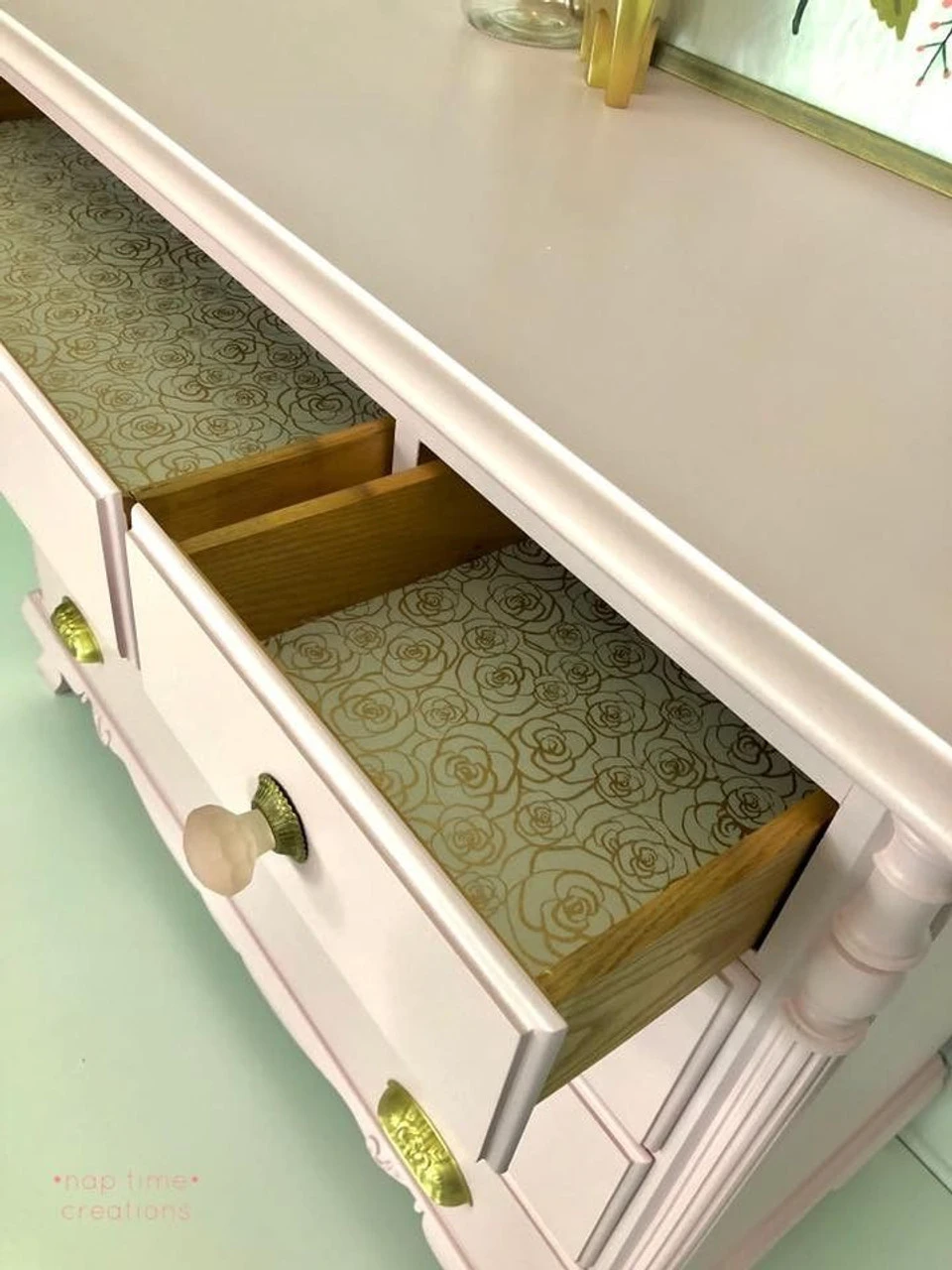 3-3/4" Old Rose Pattern Cup Pull Satin Brass 6 3-3/4" Old Rose Pattern Cup Pull Satin Brass - Image 6