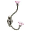 Liberty Satin Nickel Hook With Pink Acrylic Accent Knobs