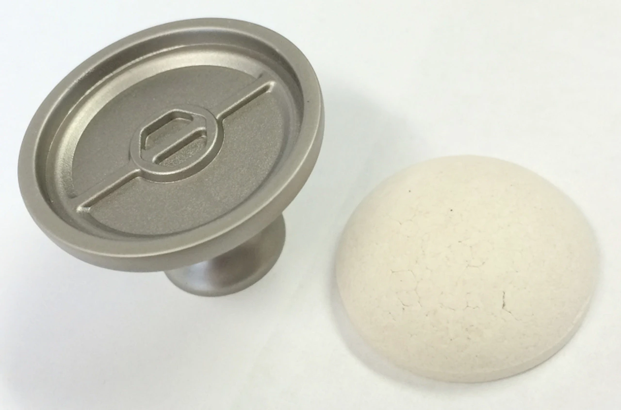 Satin Nickel Knob Base W/ Unglazed Ready-to Fire Ceramic Insert - 34mm 2 Satin Nickel Knob Base W/ Unglazed Ready-to Fire Ceramic Insert - 34mm - Image 2