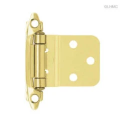 Single 3/8" Offset Self Closing Hinge - Bumpers - Screws -Brass Plated