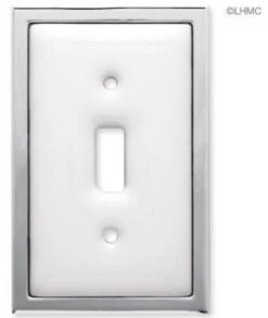 Liberty Single Switch Wall Plate - White Ceramic W/ Chrome LQ-68976
