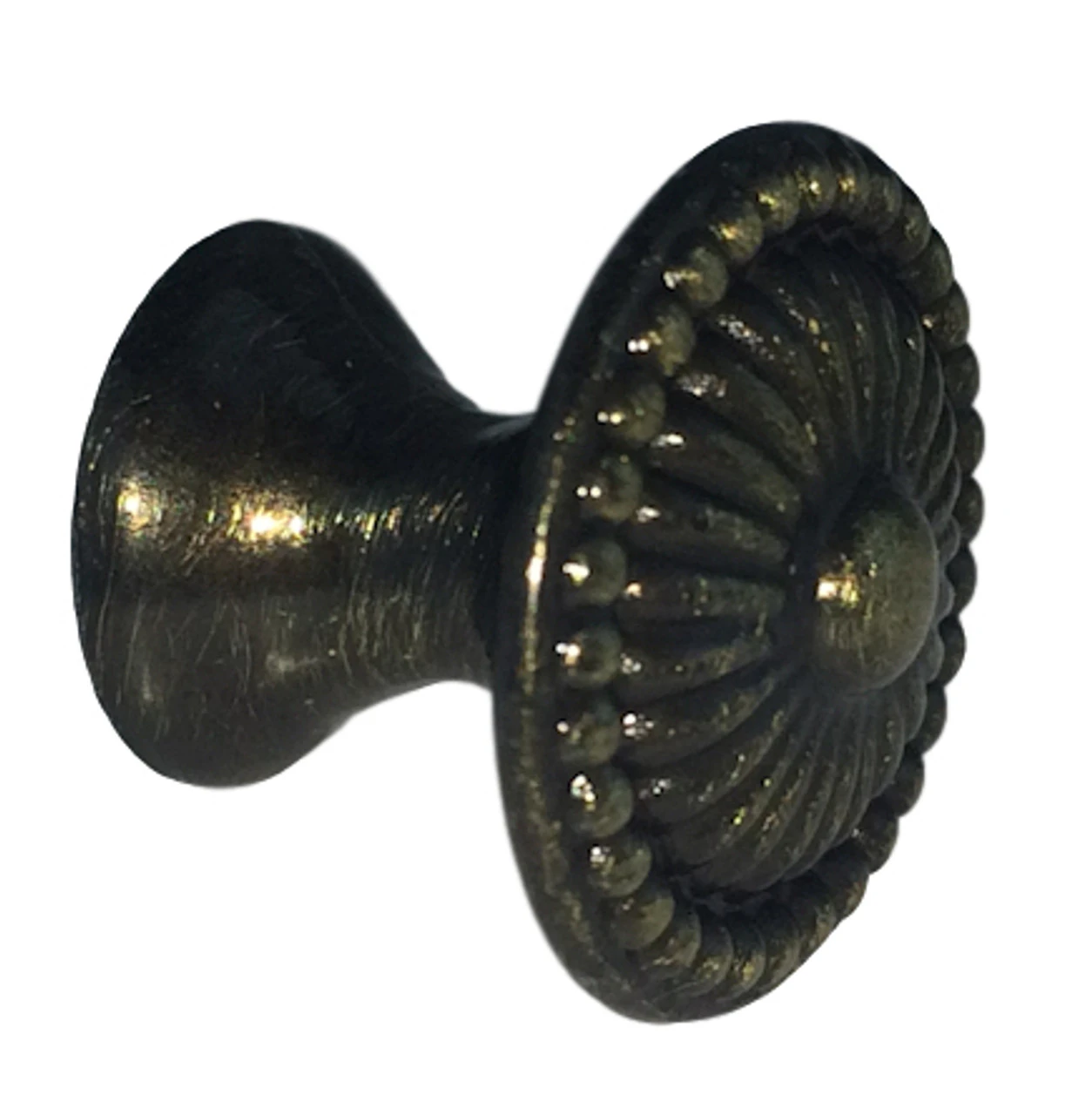 3/4" Small Ornate Knob Brushed Antique Brass 1 3/4" Small Ornate Knob Brushed Antique Brass
