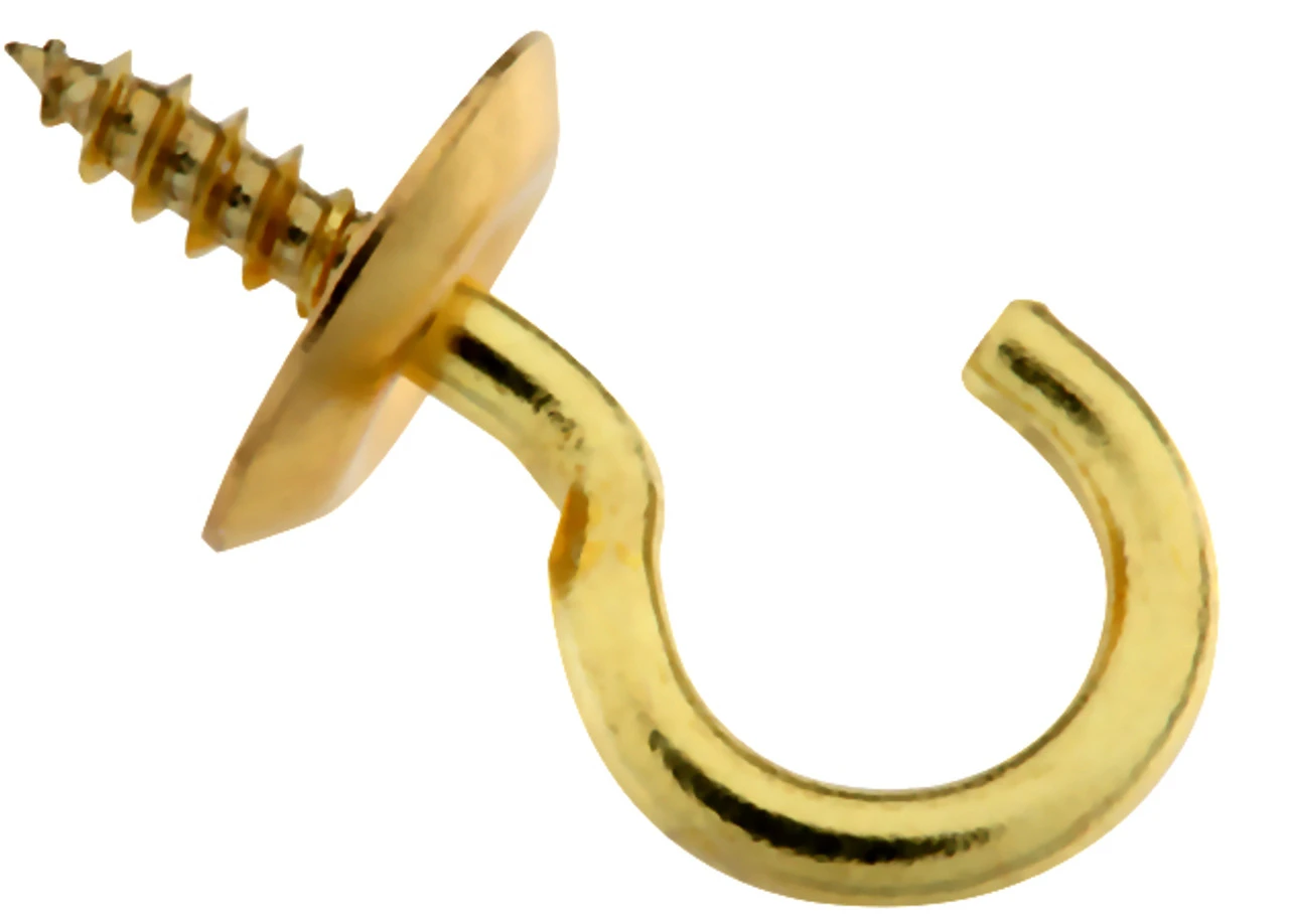 Solid Brass 1 1/4" Cup Hooks - 36 Pieces 1 Solid Brass 1 1/4" Cup Hooks - 36 Pieces