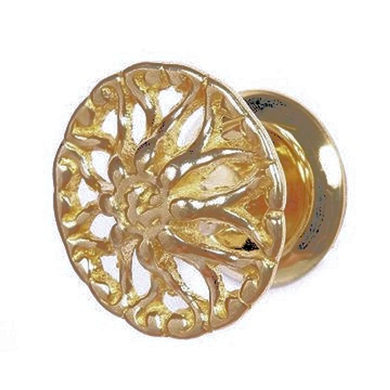 1-1/4" Classic Floral Knob Solid Brass With Backplate 1 1-1/4" Classic Floral Knob Solid Brass With Backplate