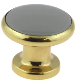 Amerock 1-1/4" Knob Solid Brass With Gray Acrylic Center