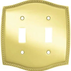 Liberty Solid Polished Brass 2 Gang Toggle Switch Wall Plate