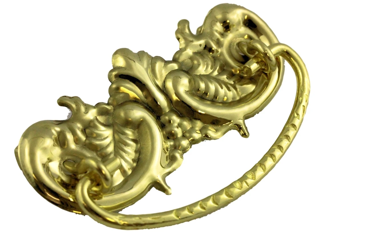 3" Leaves With Crown Victorian Bail Pull Solid Brass 1 3" Leaves With Crown Victorian Bail Pull Solid Brass