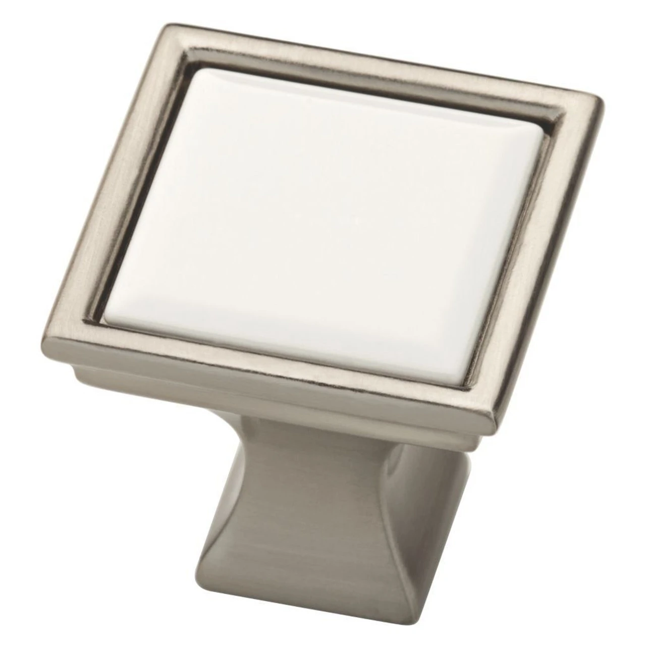 1-1/4" Square Vista Knob Satin Nickel With White Ceramic Insert 1 1-1/4" Square Vista Knob Satin Nickel With White Ceramic Insert