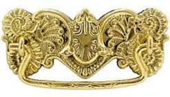 3" Stamped Bail Pull With Rams Horn Design Solid Brass