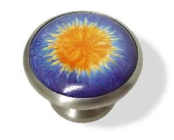 Liberty 1-5/8" Ceramic Knob Sun Design Satin Nickel Base