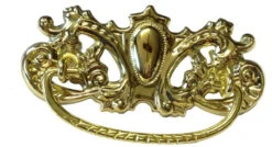 3" Tear Drop Shaped Center With Crown Bail Pull Solid Brass