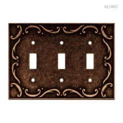 Liberty Triple Switch Wall Plate - French Lace - Sponged Copper L-64279