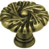 1-3/8" Victorian Leaf Knob Antique Brass