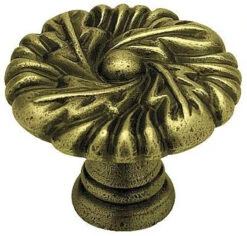 1-3/8" Victorian Leaf Knob Antique Brass