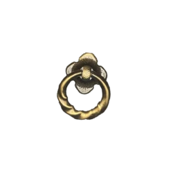 1-1/2" Twisted Ring Pull With Plate Antique Brass