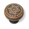 1-3/8" Umber Spiraling Leaves Knob On Antique Pewter Base