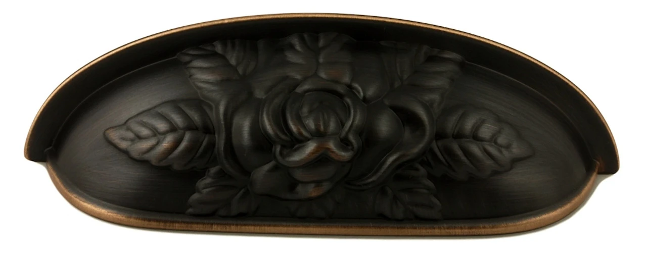 3-3/4" Old Rose Pattern Cup Pull Venetian Bronze 1 3-3/4" Old Rose Pattern Cup Pull Venetian Bronze