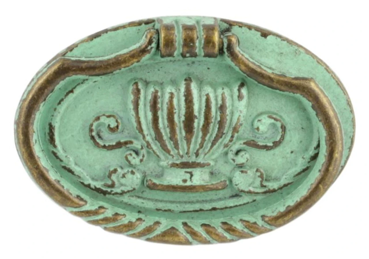2-3/8" Oval Bail Pull With Decorative Crown Center Verdigris 1 2-3/8" Oval Bail Pull With Decorative Crown Center Verdigris