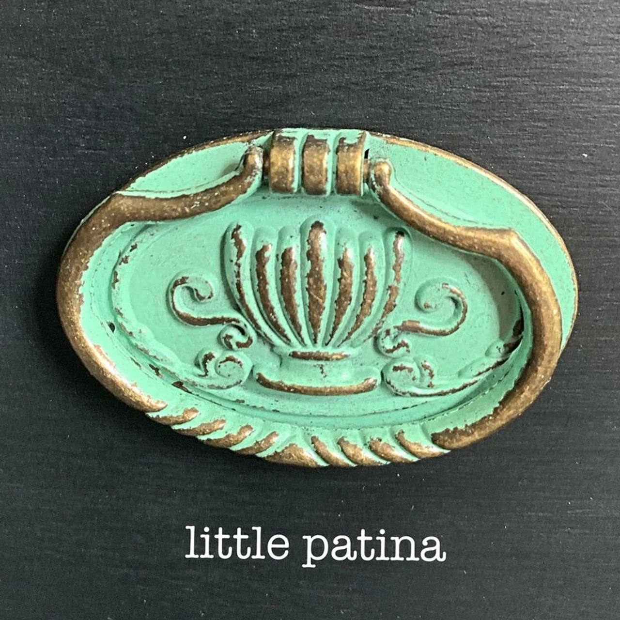 2-3/8" Oval Bail Pull With Decorative Crown Center Verdigris 2 2-3/8" Oval Bail Pull With Decorative Crown Center Verdigris - Image 2