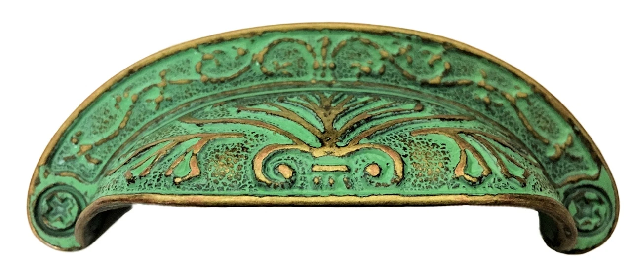2-1/2" Baroque Scroll Work Design Cup Pull Verdigris 1 2-1/2" Baroque Scroll Work Design Cup Pull Verdigris