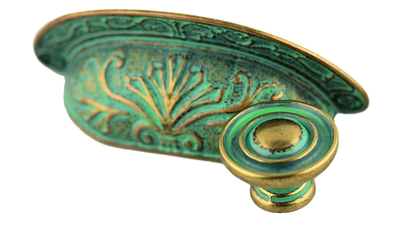 2-1/2" Baroque Scroll Work Design Cup Pull Verdigris 2 2-1/2" Baroque Scroll Work Design Cup Pull Verdigris - Image 2