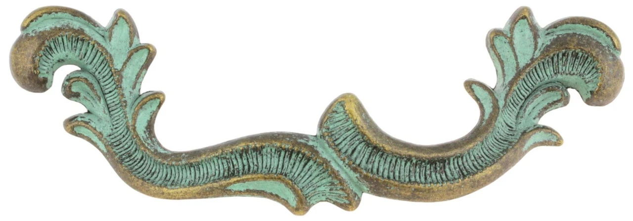 3-3/4" Stationary Plume End Drop Pull Antique Verdigris 1 3-3/4" Stationary Plume End Drop Pull Antique Verdigris