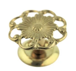 1-1/4" Victorian Lace & Flower Knob Solid Brass