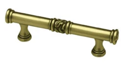 3" Victorian Leaf Pull Tumbled Antique Brass