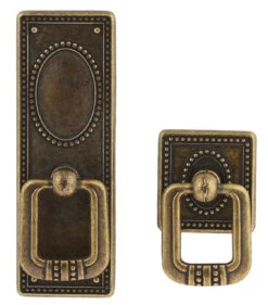 3-3/4" Vintage Federal Style Verticle Rectangular Drop Pull Antique Brass -D'Lawless Hardware Shop vintage federal style plate pull w non fixed handle antique brass finish p2879 ab 1 12673.1645034634