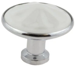 Liberty 1-7/16" Ceramic Knob White With Chrome Base