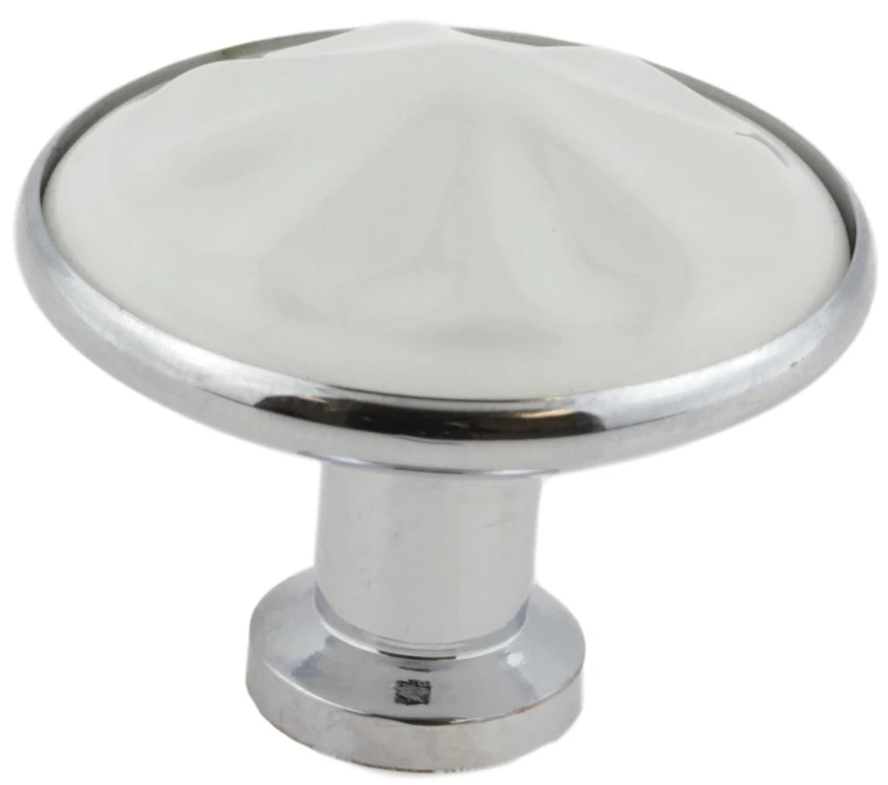 Liberty 1-7/16" Ceramic Knob White With Chrome Base 1 Liberty 1-7/16" Ceramic Knob White With Chrome Base