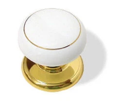 Liberty 1-15/16" Ceramic Knob White With Brass Base