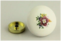 1-1/2" Floral Ceramic Knob White With Brass Backplate 5 1-1/2" Floral Ceramic Knob White With Brass Backplate -D'Lawless Hardware Shop white ceramic knob with brass plated backplate 1 1 2 4 15113.1641844139