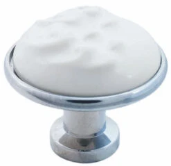 Liberty 1-7/16" Ceramic Waves Knob White With Chrome Base