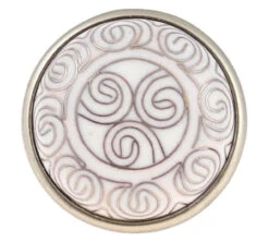 Liberty 1-5/8" Cloisonne Tribal Pattern Knob White With Satin Pewter Base