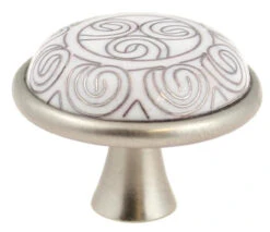 Liberty 1-5/8" Cloisonne Tribal Pattern Knob White With Satin Pewter Base -D'Lawless Hardware Shop white cloisonne tribal pattern knob 42mm lq pbf560y w c 13 08851.1638557777