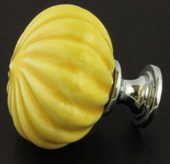 1-3/4" Ceramic Knob Yellow With Swirl Design