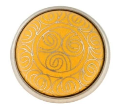 Liberty 1-5/8" Tribal Pattern Cloisonne Knob Yellow With Satin Pewter