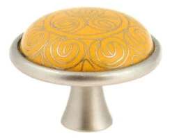 Liberty 1-5/8" Tribal Pattern Cloisonne Knob Yellow With Satin Pewter -D'Lawless Hardware Shop yellow tribal pattern cloisonne knob 42mm l pbf560 y c 27 35548.1639688718